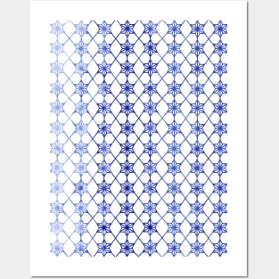 BLUE And White Star Pattern Posters and Art